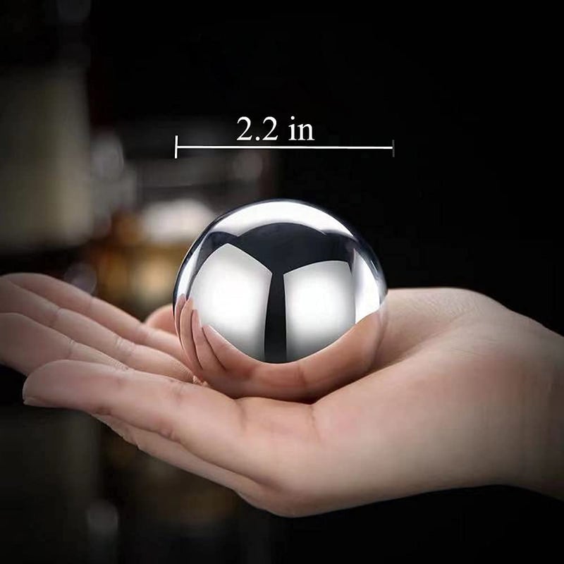 Ecentaur Reusable Stainless Steel Ice Cube Metal Large Whiskey Stones Gift Set for Men Chilling Ball for Drinks 5.5cm Set of 2 - Image 5